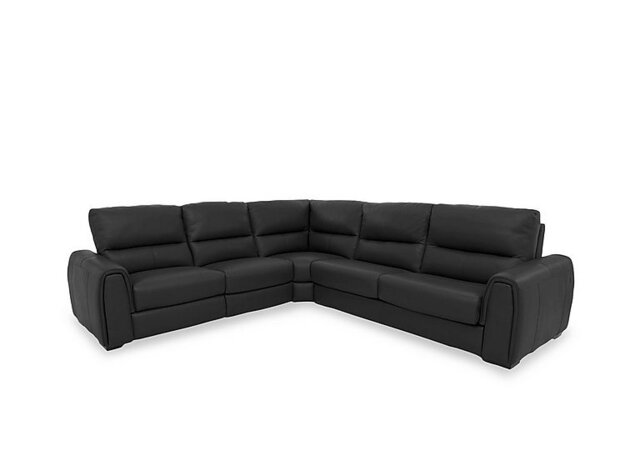 World of Leather - Flex NC Leather Large Power Recliner Corner Sofa with Storage Arms - Black