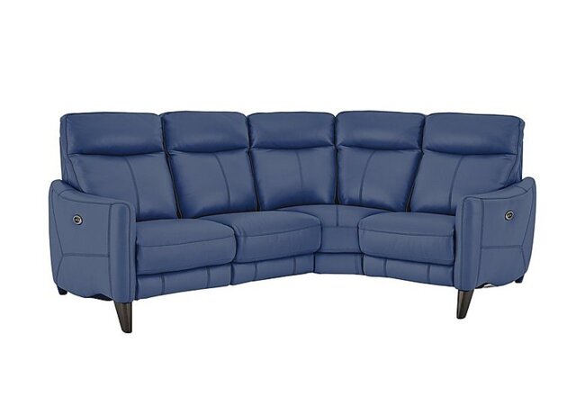World of Leather - Compact Collection Petit NC Leather Right Hand Facing Corner Sofa - NC Ocean Blue