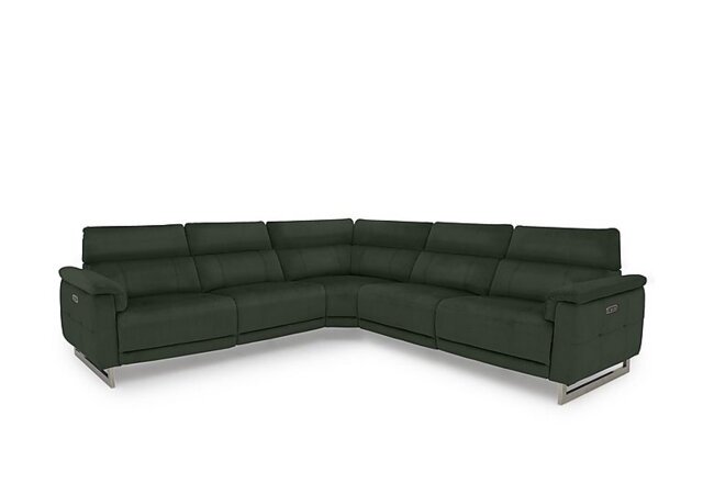 Moet Large Leather Power Recliner Corner Sofa with Telescopic Headrests - Oslo Pine