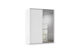 Rauch - Haven 190cm 2 Door Slider Wardrobe with 1 Décor Door and 1 Mirror Door - Alpine White - Bedroom Furniture