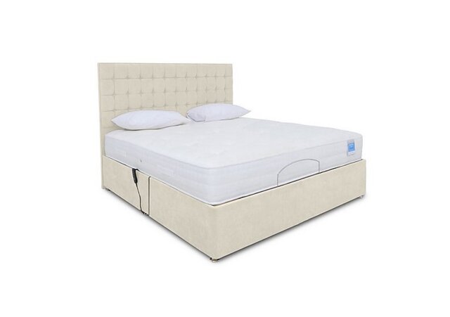 Sleep Story - Natural Comfort Adjustable Divan Bed With 2 Drawer Storage - Small Double - Plush Ecru