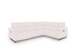 Moet Leather Power Recliner Right Hand Facing Corner Sofa with Telescopic Headrests - Cotton