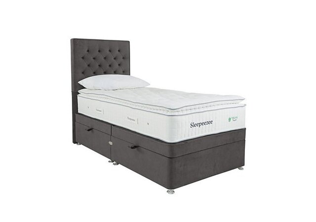 Sleepeezee - Natural Touch 3000 Pillowtop Side Ottoman Divan Set - Single - Plush Dark Grey
