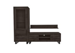 Bodahl - Terra Small Media Set with TV Unit, Small Left Hand Display Cabinet and 150cm Wall Shelf - Smoked