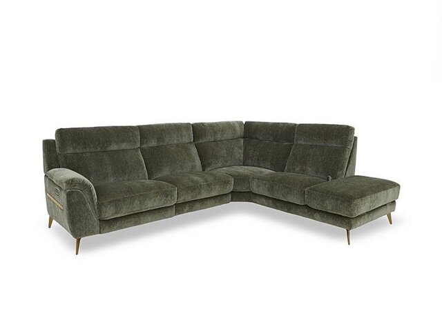 Eclipse Fabric Right Hand Facing Corner Power Recliner Sofa with Power Headrests and Chaise End Storage