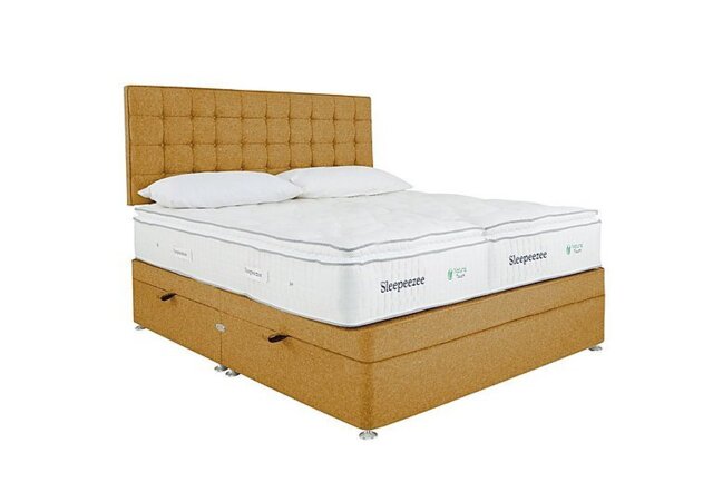 Sleepeezee - Natural Touch 2000 Pillowtop Zip and Link Side Ottoman Divan Set - Tweed Mustard