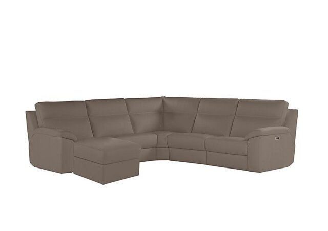 Nicoletti - Pepino Large Leather Left Hand Facing Corner Sofa with Power Recliner and Chaise End - Botero Taupe
