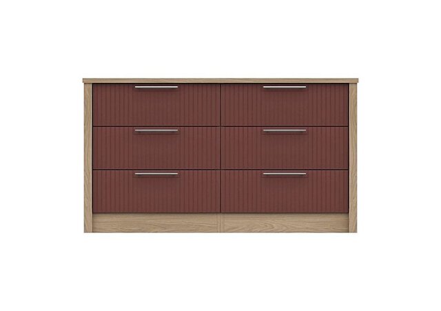 London Bedrooms - Chelsea 6 Drawer Wide Chest with Silver Handles