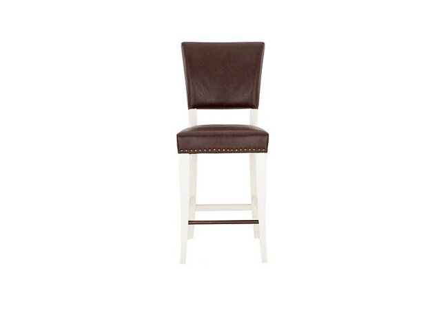 Pattern Bar Stool - White Legs/Espresso Faux Leather