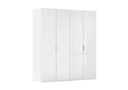 Rauch - Formes 4 Door Bifold Wardrobe with Glass Doors - White/White Front