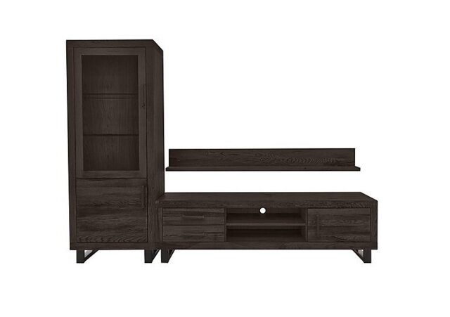 Bodahl - Terra Large Media Set with TV Unit, Small Left Hand Facing Display Cabinet and 180cm Wall Shelf - Smoked