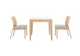Duplex Small Extending Dining Table with 2 Low Slatted-Back Chairs - Grey