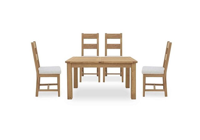 Furnitureland - Augusta Small Rectangular Extending Dining Table and 4 Wooden Ladderback Chairs