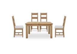 Furnitureland - Augusta Small Rectangular Extending Dining Table and 4 Wooden Ladderback Chairs