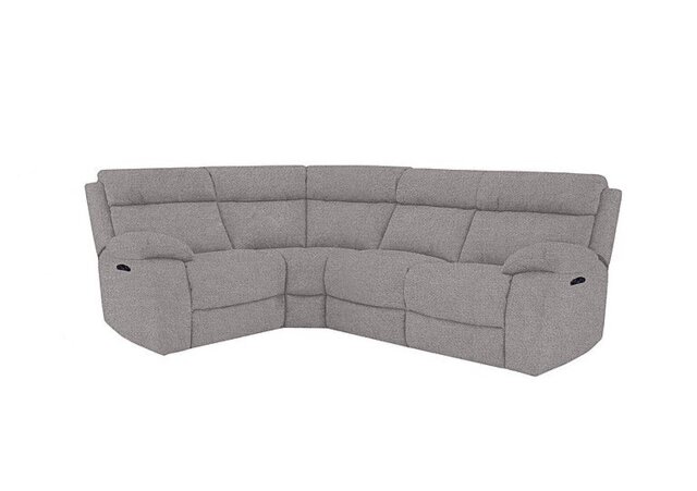 Moreno Small Fabric Power Recliner Left Hand Facing Corner Sofa with Power Headrests - R27 Pewter