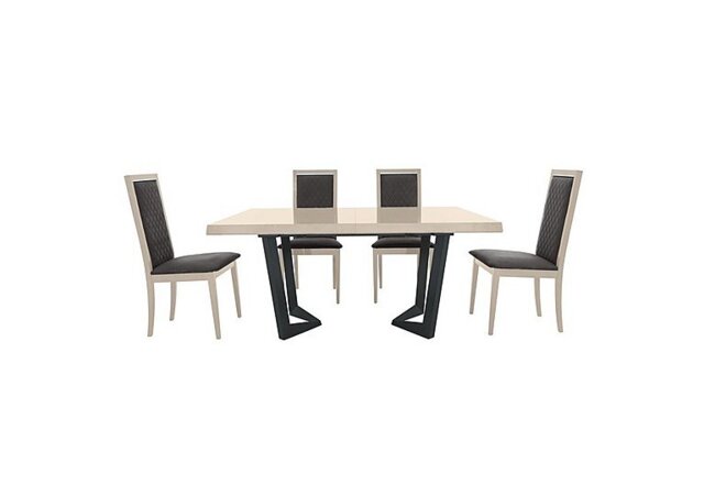 Palazzo 200cm Extending Dining Table in Sand Birch with 4 Rombi Chairs - Aquos Dark Grey