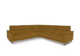 Moet Large Fabric Power Recliner Corner Sofa with Telescopic Headrests - Opulence Saffron