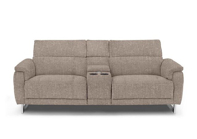 Moet 3 Seater Fabric Power Recliner Sofa with Telescopic Headrests and Smart Console - Anivia Khaki