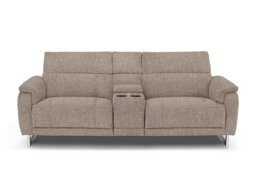 Moet 3 Seater Fabric Power Recliner Sofa with Telescopic Headrests and Smart Console - Anivia Khaki