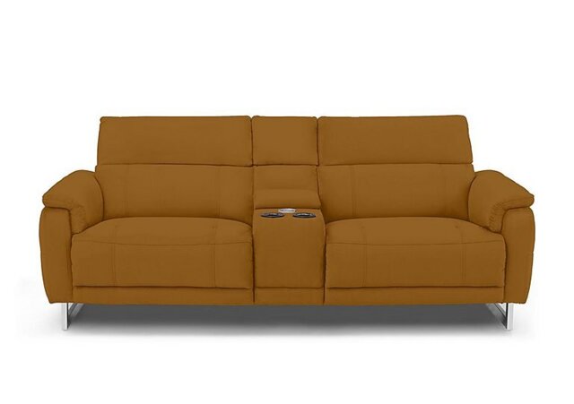 Moet 3 Seater Fabric Power Recliner Sofa with Telescopic Headrests and Smart Console - Opulence Saffron