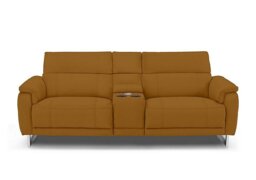 Moet 3 Seater Fabric Power Recliner Sofa with Telescopic Headrests and Smart Console - Opulence Saffron