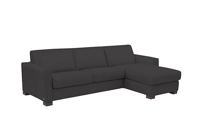 Alcova 3 Seater Leather Sofa Bed with Storage Right Hand Facing Chaise and Box Arms - Botero Nero - Sofas and Armchairs - In Time for Christmas
