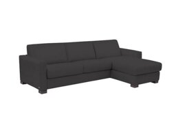 Alcova 3 Seater Leather Sofa Bed with Storage Right Hand Facing Chaise and Box Arms - Botero Nero - Sofas and Armchairs - In Time for Christmas