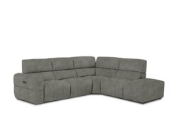 Cube Fabric Power Recliner Right Hand Facing Chaise End Sofa with Power Headrest - Marble Stone