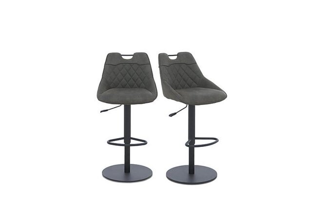Warrior Pair of Swivel Bar Stools - Grey