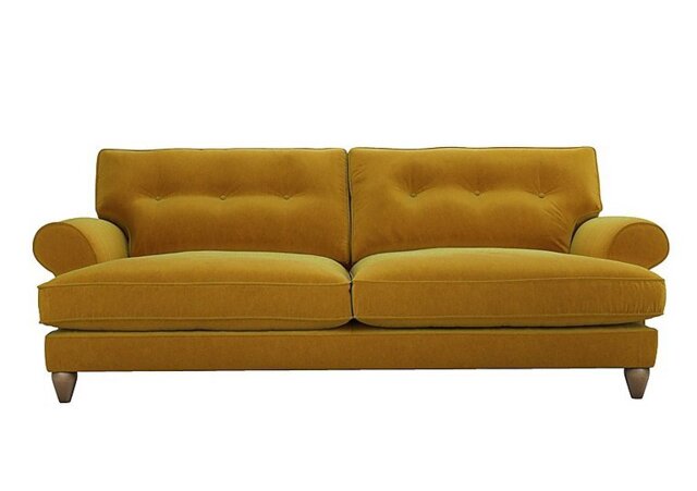 The Lounge Co. - Bronwyn 4 Seater Fabric Classic Back Fibre Fill Sofa With Washed Oak Feet - Golden Spice