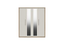 London Bedrooms - Chelsea 4 Door Wardrobe with 2 Mirror Doors and Silver Handles
