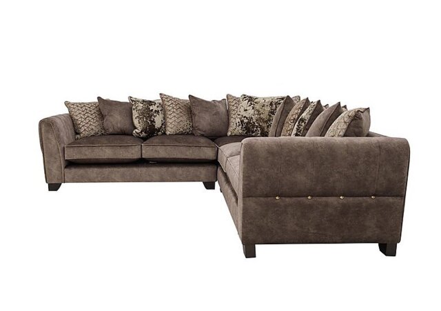 Mariah Large Fabric Scatter Back Corner Sofa - Dapple Chocolate
