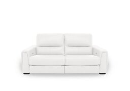 World of Leather - Flex BV Leather 2 Seater Power Recliner Sofa with Storage Arms - BV Star White