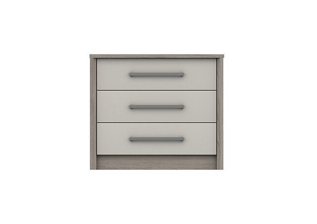 London Bedrooms - Euston 3 Drawer Chest - Grey Oak/White Grey Gloss