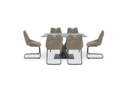 Warrior Grey Compact Fixed Dining Table with 6 Cantilever Chairs - Grey