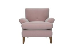 The Lounge Co. - Bronwyn Fabric Joshua Armchair With Vintage Oak Feet - Cotton Candy