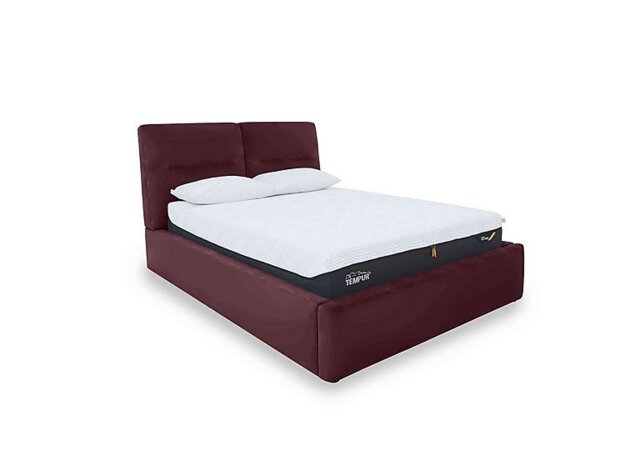 World of Leather - Stark Leather Manual Ottoman Bed Frame - King Size - BV Deep Red