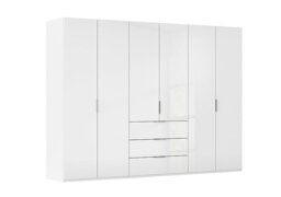 Rauch - Formes 6 Door Bifold Combi Glass Wardrobe - White/White Front
