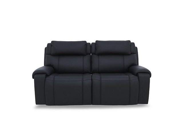 World of Leather - Hollywood NC Leather 3 Seater Power Recliner Sofa with Power Headrests and Storage Arms - Black