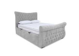 Sleep Story - Lance Left Hand Side Opening Ottoman Bed Frame - Small Double - Aston Silver
