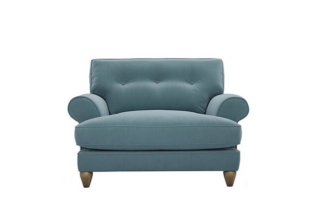The Lounge Co. - Bronwyn Fabric Classic Back Snuggler - Shallow Puddle with Walnut Feet