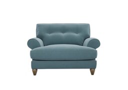 The Lounge Co. - Bronwyn Fabric Classic Back Snuggler - Shallow Puddle with Walnut Feet