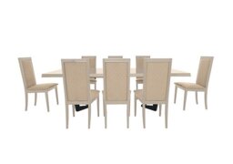 Palazzo 160cm Extending Dining Table in Sand Birch with 8 Rombi Chairs - Aquos Cream