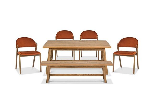 Stratford Small Extending Dining Table with Bench and 4 Fabric Chairs - Dining Room Furniture - In Time for Christmas