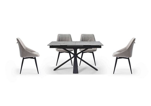 Crete Small Extending Dining Table and 4 Swivel Chairs - Taupe