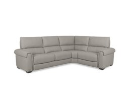 World of Leather - Nixon Leather Right Hand Facing Corner Sofa - Silver Grey