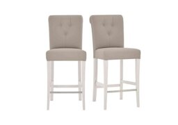 Furnitureland - Annecy Pair of Faux NC Leather Roll Back Bar Stools - Grey