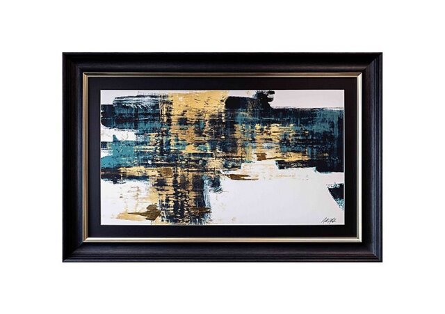 Teal and Gold Abstract Landscape Framed Picture