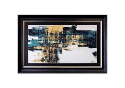 Teal and Gold Abstract Landscape Framed Picture