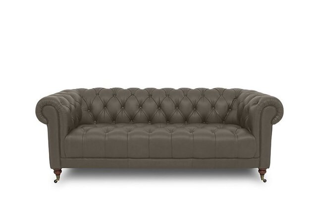 Columbus Leather 3 Seater Sofa with Castors